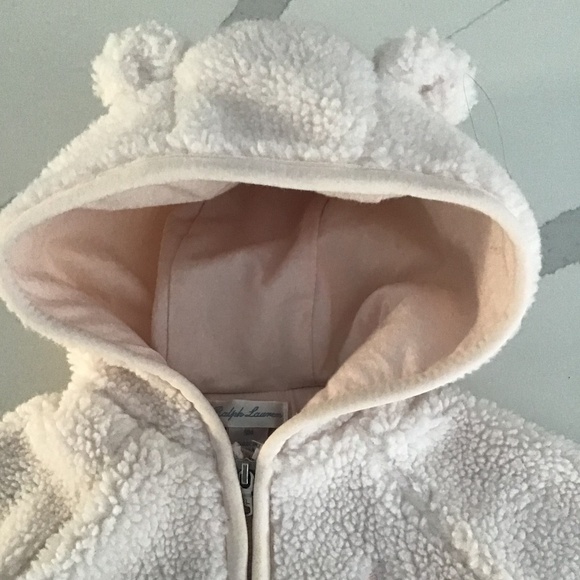 Ralph Lauren Fleece baby girl zip up Jacket, Color light pink, Size 9 months - Picture 3 of 6